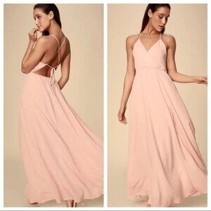 Everything's All Bright Blush Pink Backless Maxi Dress Lulu's Size XS